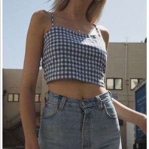 Brandy Melville Kimberly Plaid Tie Up Tank